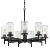 Winslett 9-Light Matte Black Wagon Wheel Chandelier by Golden Lighting