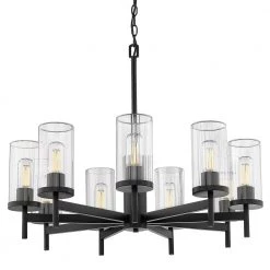 Winslett 9-Light Matte Black Wagon Wheel Chandelier by Golden Lighting