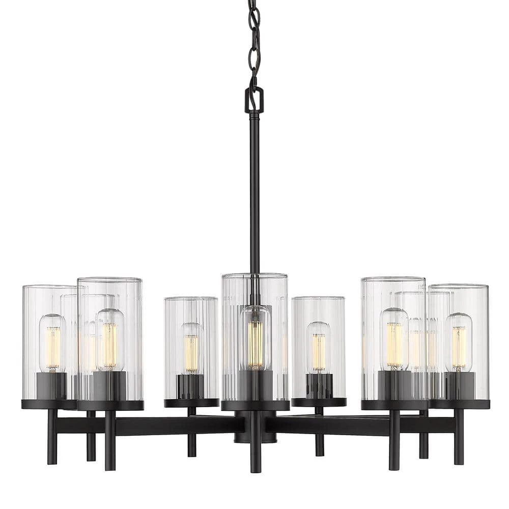 Winslett 9-Light Matte Black Wagon Wheel Chandelier by Golden Lighting 4 Winslett 9-Light Matte Black Wagon Wheel Chandelier by Golden Lighting - Image 2