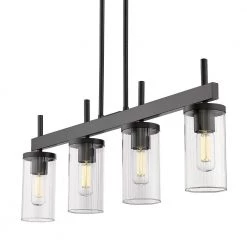 Winslett 4-Light Matte Black Linear Pendant by Golden Lighting -Golden Lighting Shop matte black golden lighting chandeliers 7011 lp blk clr 1f 1000