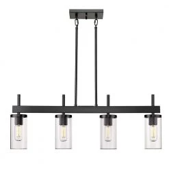 Winslett 4-Light Matte Black Linear Pendant by Golden Lighting -Golden Lighting Shop matte black golden lighting chandeliers 7011 lp blk clr 4f 1000