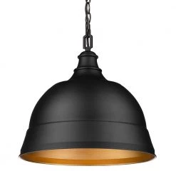 Rebel 2-Light Matte Black Hanging Barn Light Pendant by Golden Lighting