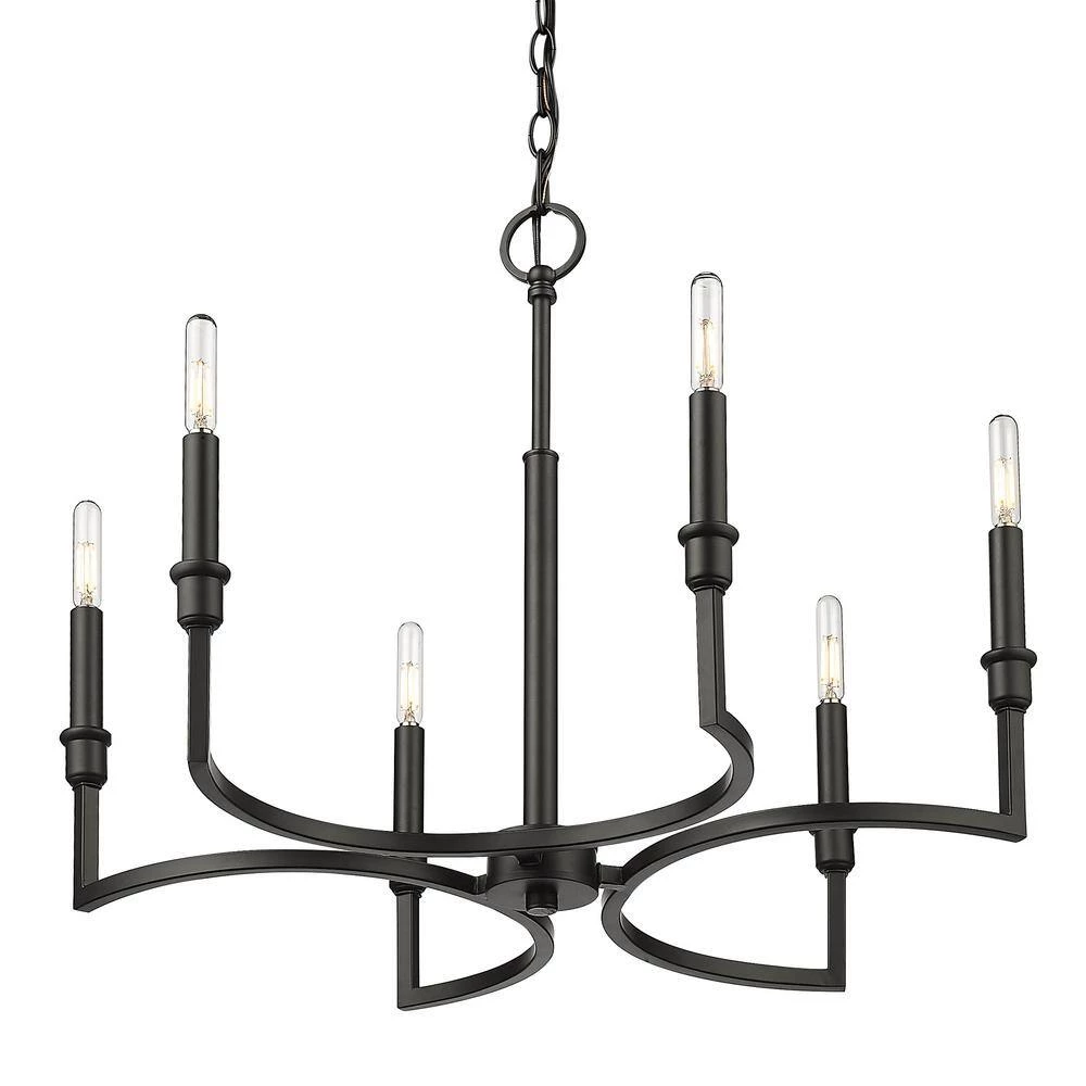 Ellyn 6-Light Matte Black Starburst Chandelier by Golden Lighting 6 Ellyn 6-Light Matte Black Starburst Chandelier by Golden Lighting - Image 4