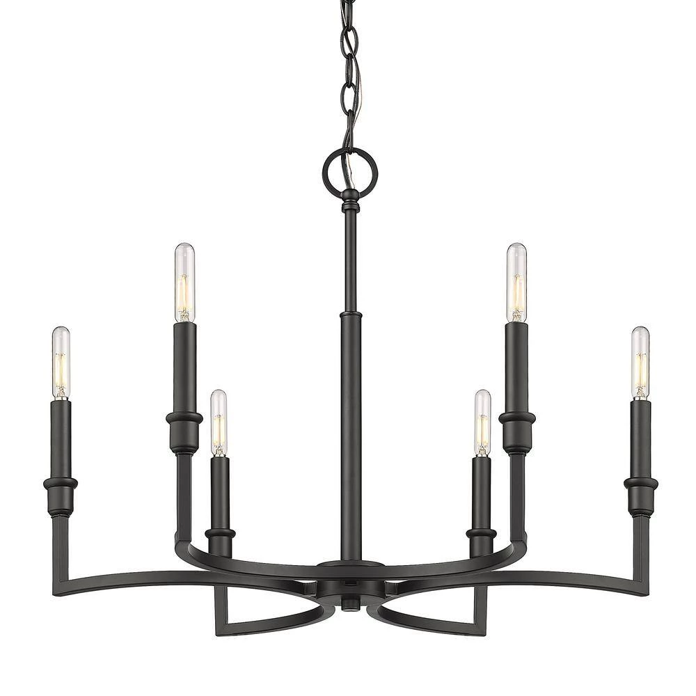 Ellyn 6-Light Matte Black Starburst Chandelier by Golden Lighting 5 Ellyn 6-Light Matte Black Starburst Chandelier by Golden Lighting - Image 3
