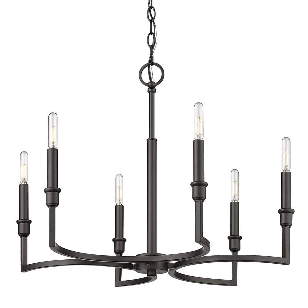 Ellyn 6-Light Matte Black Starburst Chandelier by Golden Lighting 3 Ellyn 6-Light Matte Black Starburst Chandelier by Golden Lighting