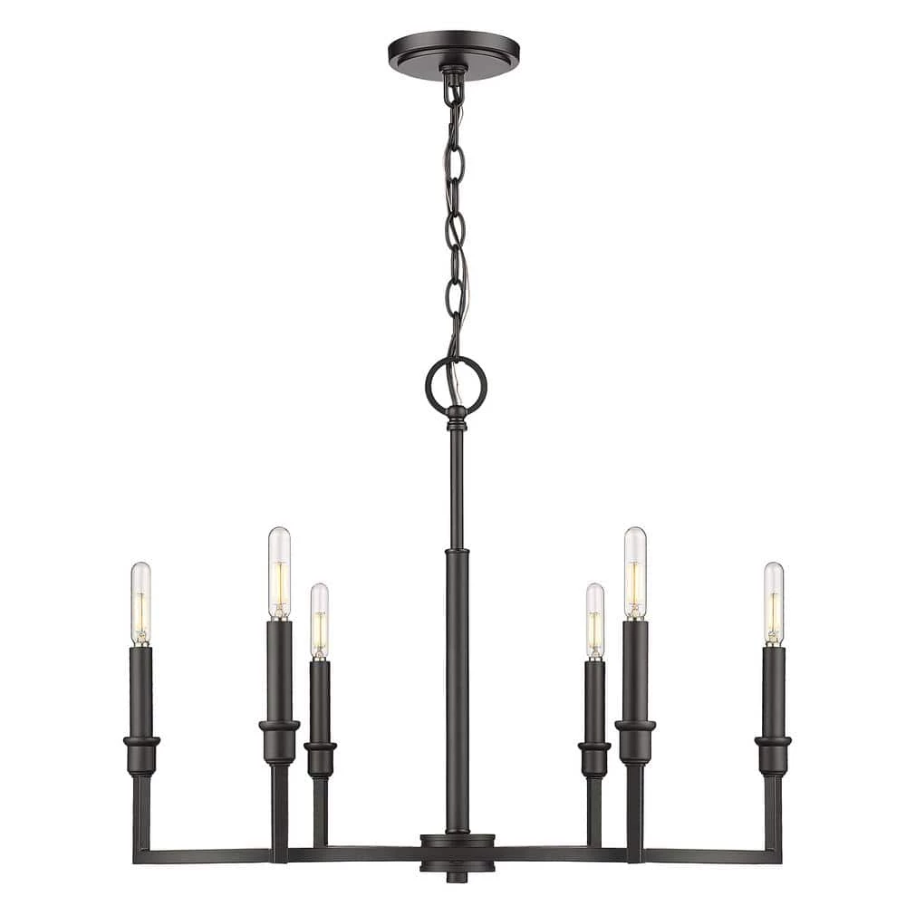 Ellyn 6-Light Matte Black Starburst Chandelier by Golden Lighting 4 Ellyn 6-Light Matte Black Starburst Chandelier by Golden Lighting - Image 2