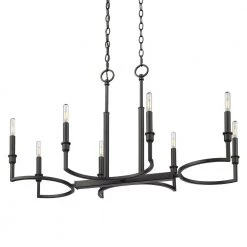 Ellyn 8-Light Matte Black Starburst Linear Pendant Light by Golden Lighting -Golden Lighting Shop matte black golden lighting chandeliers 8209 lp blk 4f 1000