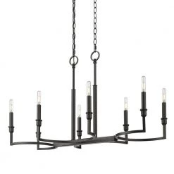 Ellyn 8-Light Matte Black Starburst Linear Pendant Light by Golden Lighting