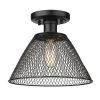Carver 10 in. 1-Light Matte Black Semi-Flush Mount by Golden Lighting -Golden Lighting Shop matte black golden lighting flush mount lights 0304 sf blk 64 1000