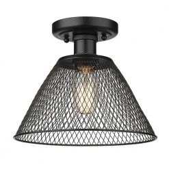 Carver 10 in. 1-Light Matte Black Semi-Flush Mount by Golden Lighting
