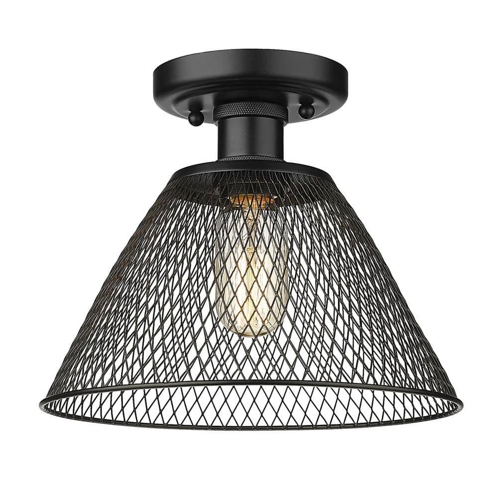 Carver 10 in. 1-Light Matte Black Semi-Flush Mount by Golden Lighting 4 Carver 10 in. 1-Light Matte Black Semi-Flush Mount by Golden Lighting - Image 2