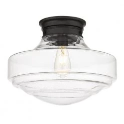 Ingalls 16 in. 1-Light Matte Black Large Semi-Flush Mount by Golden Lighting