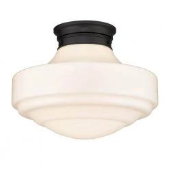 Ingalls 16 in. 1-Light Matte Black Large Semi-Flush Mount by Golden Lighting