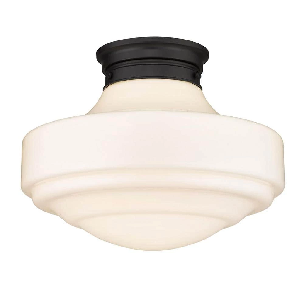 Ingalls 16 in. 1-Light Matte Black Large Semi-Flush Mount by Golden Lighting 3 Ingalls 16 in. 1-Light Matte Black Large Semi-Flush Mount by Golden Lighting