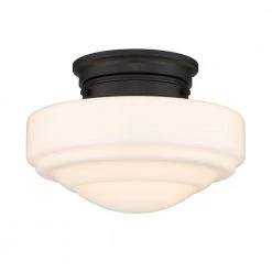 Ingalls 12 in. 1-Light Matte Black Semi-Flush Mount by Golden Lighting