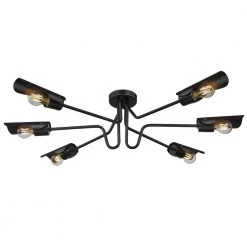 Newton 39.625 in. 6-Light Matte Black Semi-Flush Mount by Golden Lighting