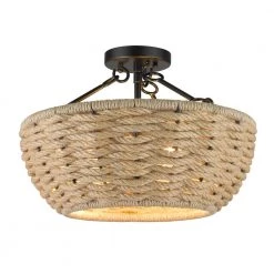 Hathaway 16.25 in. 3-Light Matte Black Semi-Flush Mount by Golden Lighting