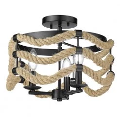 Marissa 14.5 in. 3-Light Matte Black Semi-Flush Mount by Golden Lighting