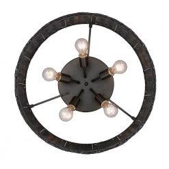 Erma 22.5 in. 5-Light Matte Black Flush Mount with Black Wicker Shade by Golden Lighting -Golden Lighting Shop matte black golden lighting flush mount lights 1084 5fm blk bw 1f 1000