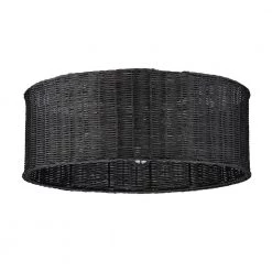 Erma 22.5 in. 5-Light Matte Black Flush Mount with Black Wicker Shade by Golden Lighting