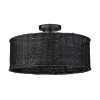 Erma 16.5 in. 3-Light Matte Black Semi-Flush Mount with Black Wicker Shade by Golden Lighting -Golden Lighting Shop matte black golden lighting flush mount lights 1084 sf blk bw 64 1000