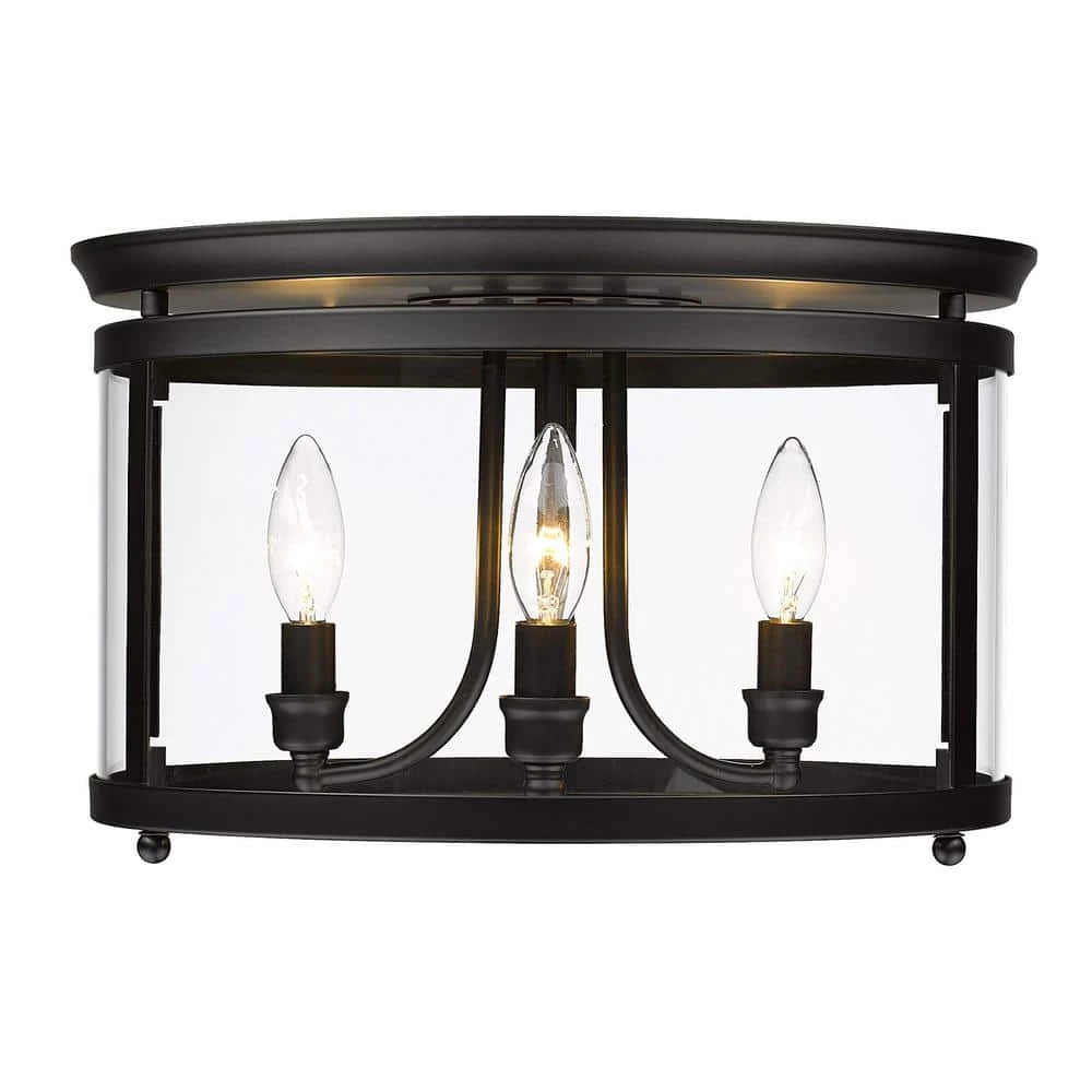 Payton 14.75 in. 3-Light Matte Black Flush Mount by Golden Lighting 4 Payton 14.75 in. 3-Light Matte Black Flush Mount by Golden Lighting - Image 2