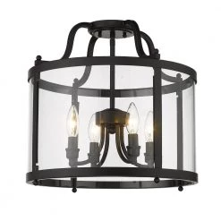 Payton 16 in. 4-Light Matte Black Semi-Flush Mount by Golden Lighting