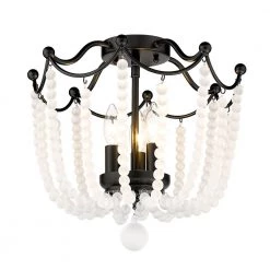 Tiara 13.75 in. Matte Black Semi-Flush Mount with Beaded Shade by Golden Lighting