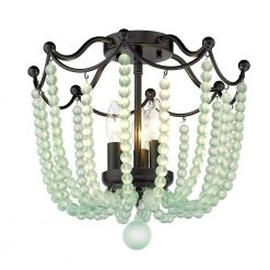 Tiara 13.75 in. Matte Black Semi-Flush Mount with Beaded Shade by Golden Lighting