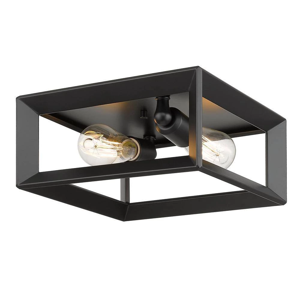 Smyth 11.5 in. 2-Light Matte Black Flush Mount by Golden Lighting 6 Smyth 11.5 in. 2-Light Matte Black Flush Mount by Golden Lighting - Image 4