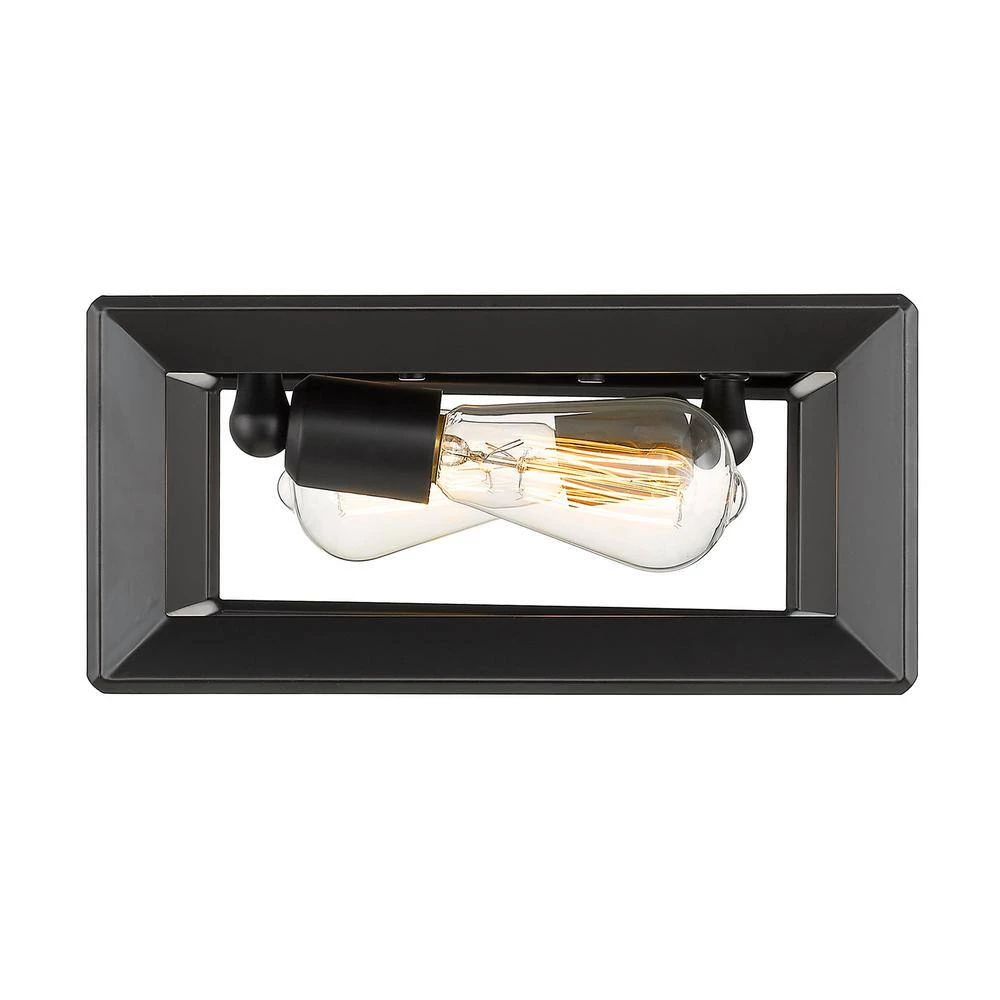 Smyth 11.5 in. 2-Light Matte Black Flush Mount by Golden Lighting 4 Smyth 11.5 in. 2-Light Matte Black Flush Mount by Golden Lighting - Image 2