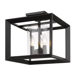 Smyth 12 in. 3-Lights Matte Black Semi-Flush Mount by Golden Lighting