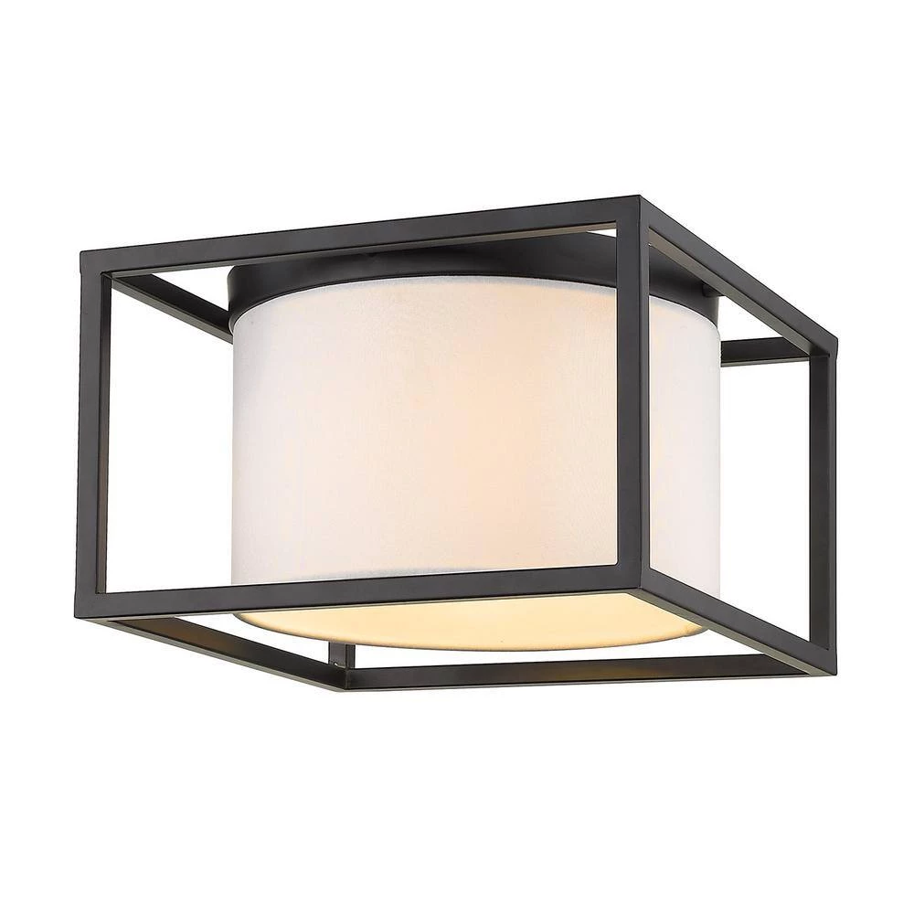 Manhattan 7.625 in. 2-Light Matte Black Flush Mount by Golden Lighting 8 Manhattan 7.625 in. 2-Light Matte Black Flush Mount by Golden Lighting - Image 6