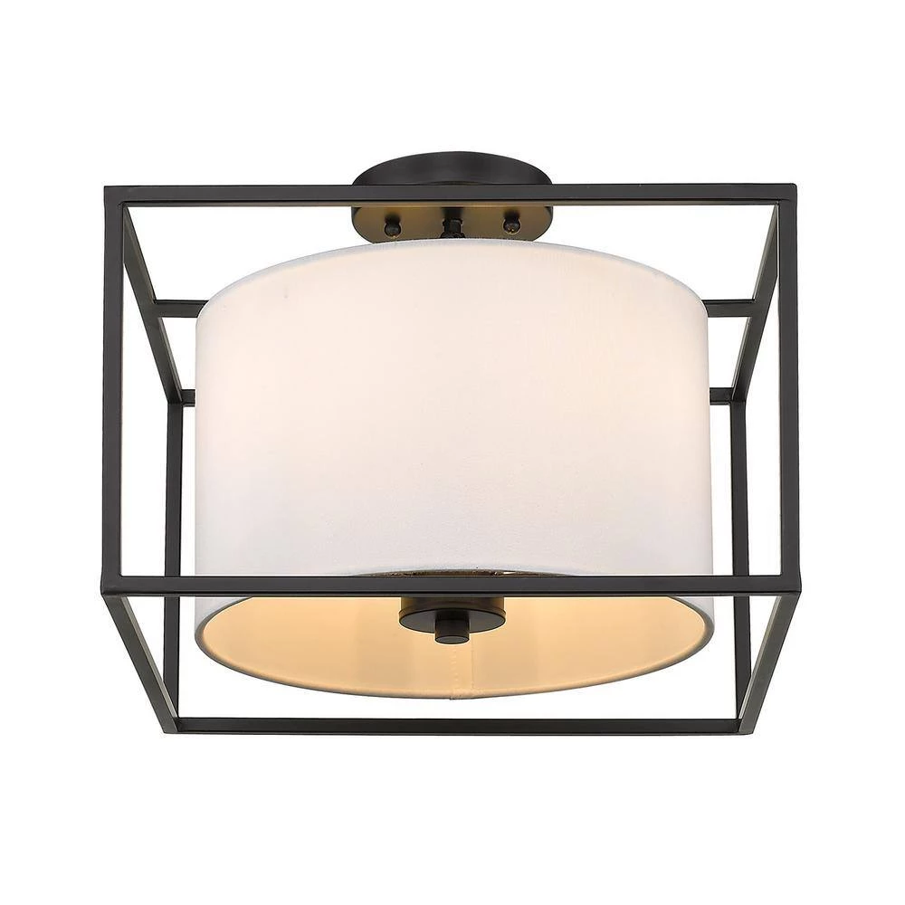 Manhattan 11.625 in. 3-Light Matte Black Semi-Flush Mount by Golden Lighting 6 Manhattan 11.625 in. 3-Light Matte Black Semi-Flush Mount by Golden Lighting - Image 4