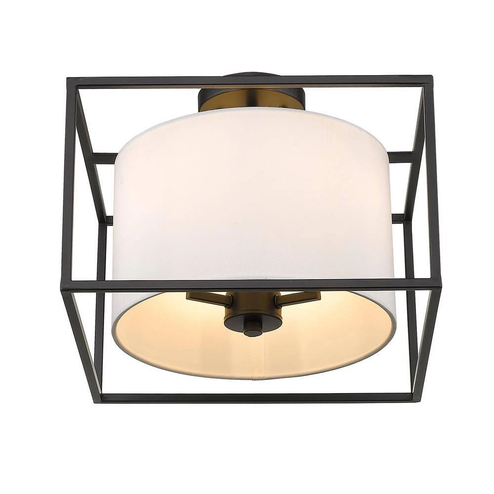 Manhattan 11.625 in. 3-Light Matte Black Semi-Flush Mount by Golden Lighting 7 Manhattan 11.625 in. 3-Light Matte Black Semi-Flush Mount by Golden Lighting - Image 5