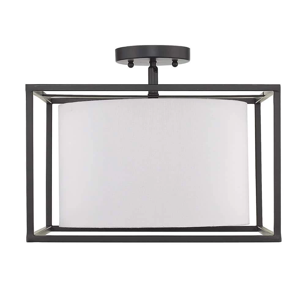 Manhattan 11.625 in. 3-Light Matte Black Semi-Flush Mount by Golden Lighting 5 Manhattan 11.625 in. 3-Light Matte Black Semi-Flush Mount by Golden Lighting - Image 3
