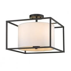 Manhattan 11.625 in. 3-Light Matte Black Semi-Flush Mount by Golden Lighting