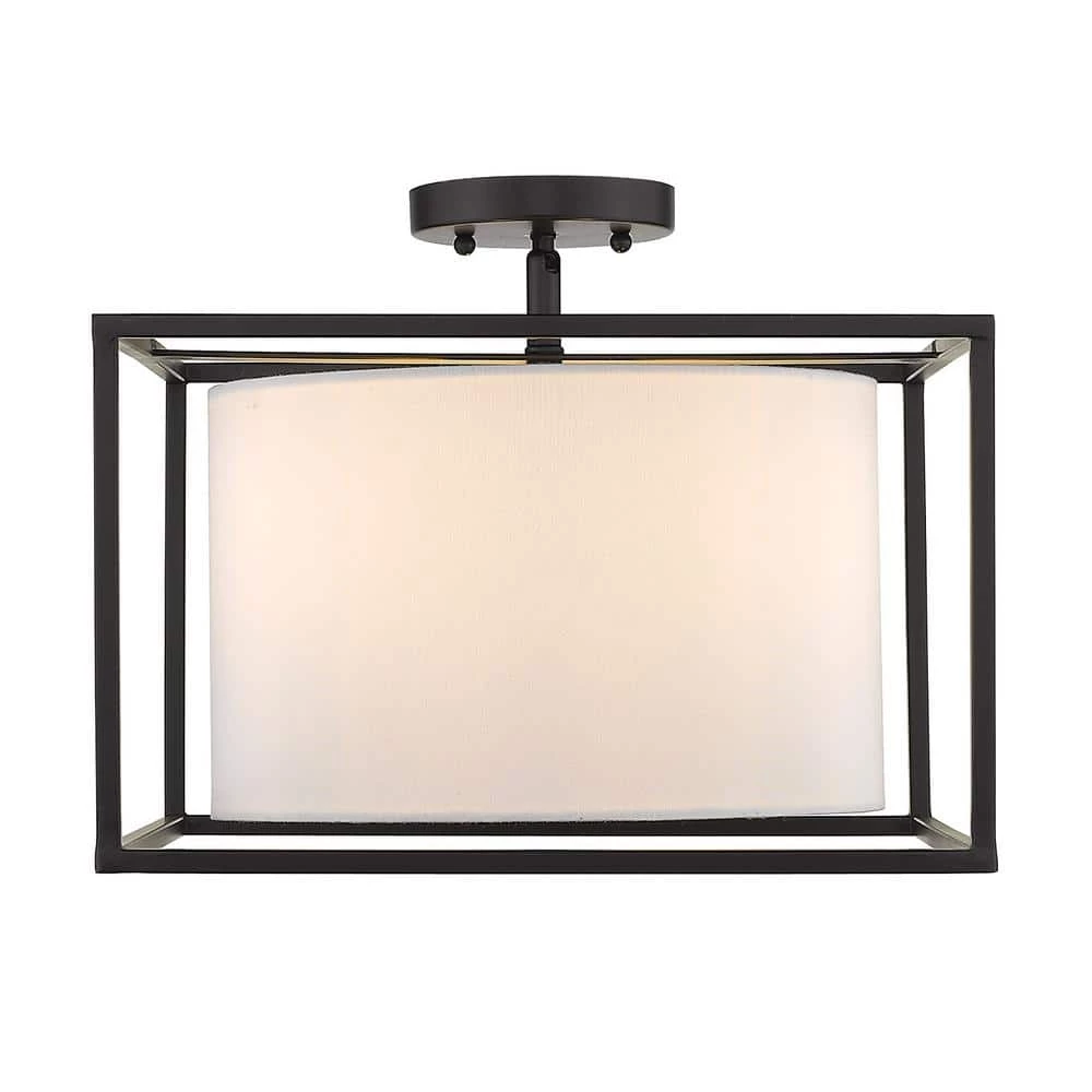 Manhattan 11.625 in. 3-Light Matte Black Semi-Flush Mount by Golden Lighting 4 Manhattan 11.625 in. 3-Light Matte Black Semi-Flush Mount by Golden Lighting - Image 2