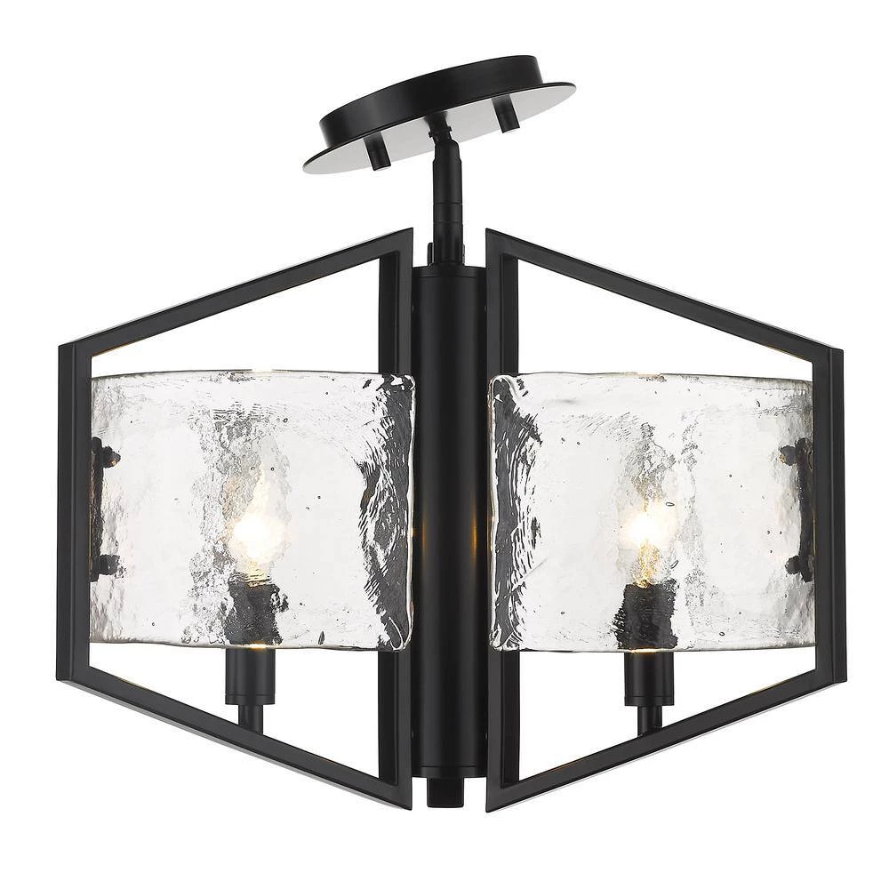 Varsha 16.75 in. 3-Light Matte Black Semi-Flush Mount by Golden Lighting 5 Varsha 16.75 in. 3-Light Matte Black Semi-Flush Mount by Golden Lighting - Image 3
