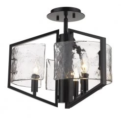 Varsha 16.75 in. 3-Light Matte Black Semi-Flush Mount by Golden Lighting