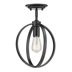 Colson 9.75 in. 1-Light Matte Black Semi-Flush Mount by Golden Lighting