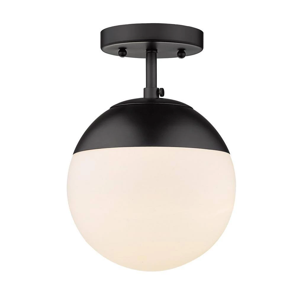 Dixon 10.5 in. 1-Light Matte Black Semi-Flush Mount by Golden Lighting 4 Dixon 10.5 in. 1-Light Matte Black Semi-Flush Mount by Golden Lighting - Image 2