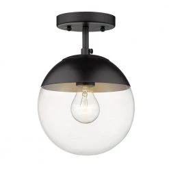 Dixon 10.5 in. 1-Light Matte Black Semi-Flush Mount by Golden Lighting