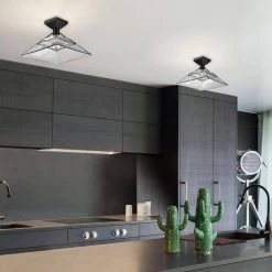 Kepler 14 in. 1-Light Matte Black Semi-Flush Mount by Golden Lighting 8 Kepler 14 in. 1-Light Matte Black Semi-Flush Mount by Golden Lighting -Golden Lighting Shop matte black golden lighting flush mount lights 3308 sf blk wtg 4f 1000