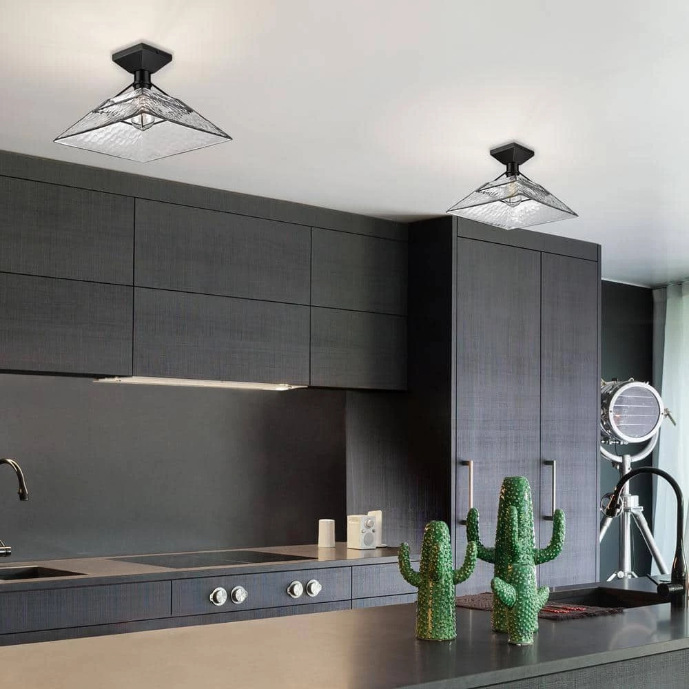 Kepler 14 in. 1-Light Matte Black Semi-Flush Mount by Golden Lighting 5 Kepler 14 in. 1-Light Matte Black Semi-Flush Mount by Golden Lighting - Image 3