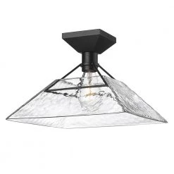 Kepler 14 in. 1-Light Matte Black Semi-Flush Mount by Golden Lighting