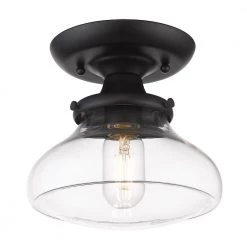 Nash 8 in. 1-Light Matte Black Semi-Flush Mount by Golden Lighting