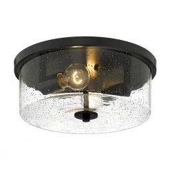 Rayne 13 in. 2-Light Matte Black Flush Mount by Golden Lighting -Golden Lighting Shop matte black golden lighting flush mount lights 4307 fm blk sd 4f 1000