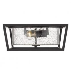 Mercer 14 in. Matte Black with Matte Black Accents and Seeded Glass Flush Mount by Golden Lighting 8 Mercer 14 in. Matte Black with Matte Black Accents and Seeded Glass Flush Mount by Golden Lighting -Golden Lighting Shop matte black golden lighting flush mount lights 4309 fm blk blk sd 4f 1000