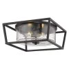 Mercer 14 in. Matte Black with Matte Black Accents and Seeded Glass Flush Mount by Golden Lighting -Golden Lighting Shop matte black golden lighting flush mount lights 4309 fm blk blk sd 64 1000